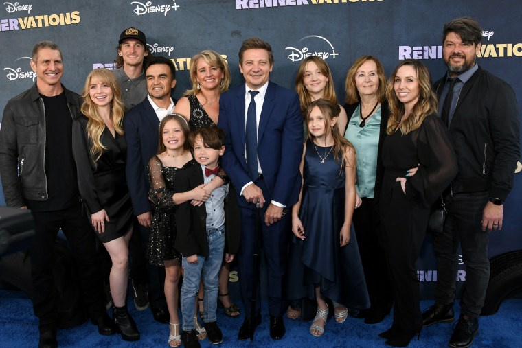 Jeremy Renner and his family at the premiere in Los Angeles.